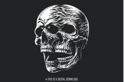 Skull Art PNG, Gothic Skeleton Design, Halloween Sublimation, Dark Aes