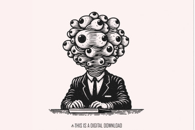 Surreal Multiple-Eyes Head Graphic - Psychedelic Abstract Illustration