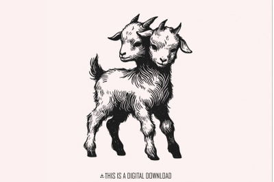 Dark Goat Clipart&2C; Trippy Goat PNG&2C; Quirky Goat Art&2C; Farm Animals&2C; Goa