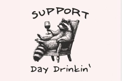 Raccoon with Wine, Day Drinking Art PNG, Retro PNG, Funny Vintage Subl