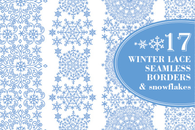 Snowflakes seamless lace borders 01