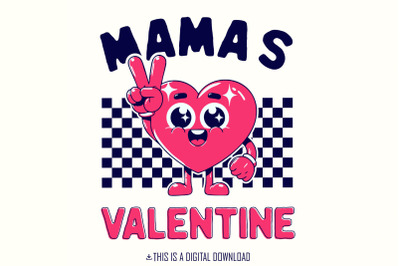 Mama&#039;s Valentine PNG, Valentines Day PNG, Retro Valentine png, Groovy