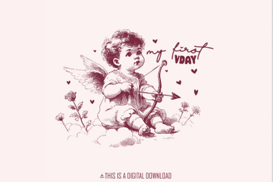 My First Valentine&#039;s Day PNG, My 1st Valentines, Baby Valentines PNG,