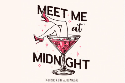 Meet Me At Midnight PNG, New Year Sublimation Design, Disco Ball png,