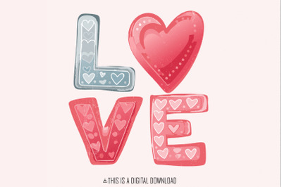 Retro Love Heart PNG, Groovy Valentine png, Valentines Day PNG, Love H