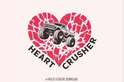 Heart Crusher Png, Happy Valentine&#039;s Day Png, Monster Truck Boy Png, S