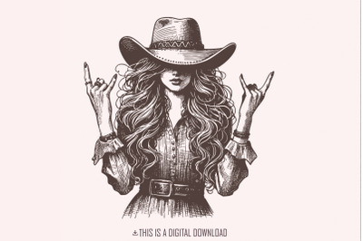 Cowgirl PNG, Sublimation Design, Trendy PNG, Vintage png, Rocker png,