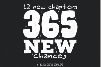 12 New Chapters 365 New Chances PNG, Simple New Years png, Happy New Y