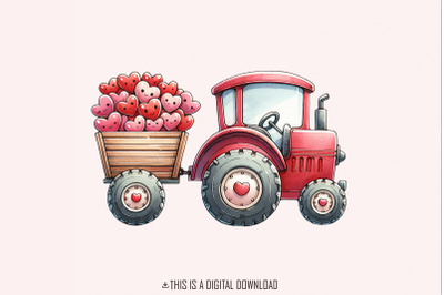 Valentines Day Tractor PNG, Kids Valentine Download, Boys Valentine Tr