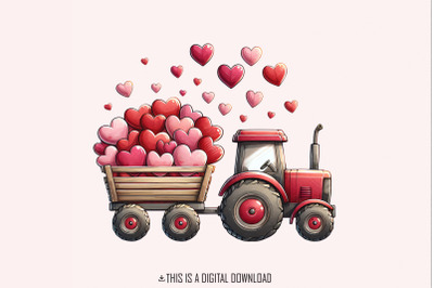 Valentines Day Tractor PNG, Kids Valentine Digital Download, Boys Vale