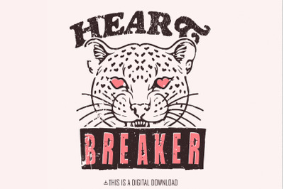 Heartbreaker PNG, Leopart Pattern, Valentines Day PNG, Retro Valentine