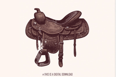 Western Saddle PNG, Vintage Western Png, Cowgirl Shirt Print, Retro We