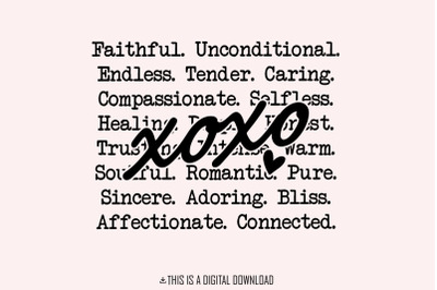 xoxo words png, Romantic Valentines Day png, Love Definition Sublimati
