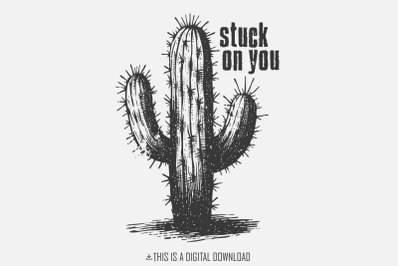 Stuck on You PNG, Western Valentines Day Png, Sublimation Design, Vday