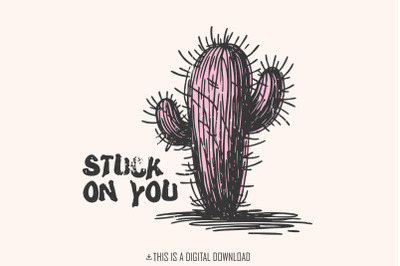 Stuck on You PNG, Western Valentines Day Png, Sublimation Design, Vday