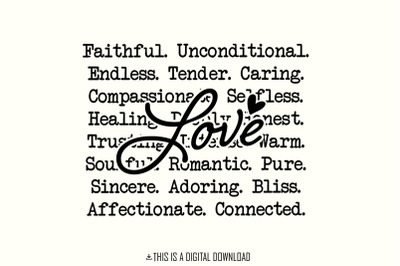 Love Words png png, Romantic Valentines Day png, Love Definition Subli