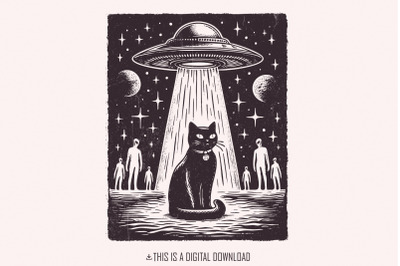 UFO Cat PNG, Funny Cat Shirt, Space Cat Meme, Alien png, Cat UFO Desig
