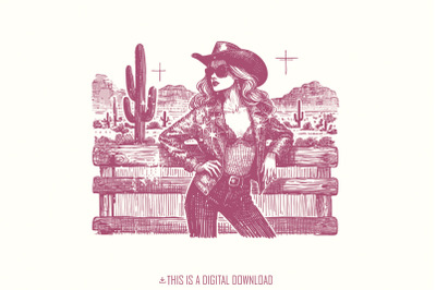 Sassy Cowgirl Western PNG, Retro Sublimation Download, Funny Western G