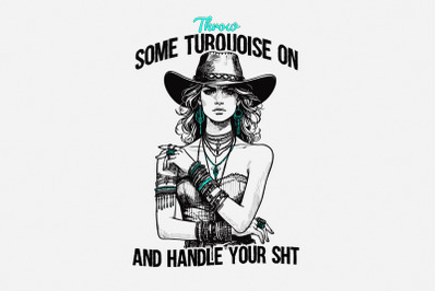 Turquoise PNG, Western PNG, Sublimation Png, Digital Download, Cowgirl