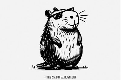 Cool and Funny Capybara, Cute Retro Creature, Quirky Capybara Design P