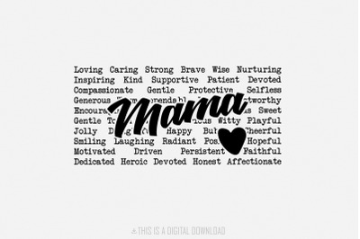 Mama Words Png, Sublimation Design, Mother&#039;s Day Gift Png, Gift for Mo