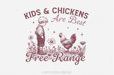 Free Range Farm Kid Design, Homestead PNG, Vintage Farm Life Digital,
