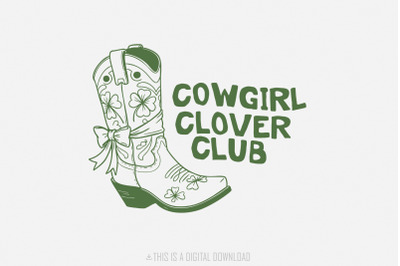 Cowgirl Boot St Patrick&#039;s Day PNG, Western Style Clover png, Sublimati