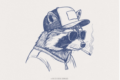 Raccoon Mullet Trucker Hat PNG, Redneck Animals, Trailer Park Trash, R