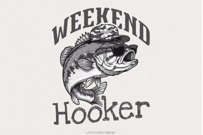 Camo Cap Weekend Hooker PNG, Colorful Fishing, Funny Sarcastic Summer