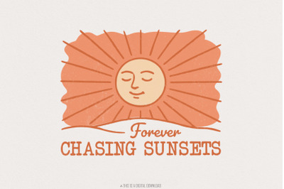 Chasing Sunset PNG, Sublimation Designs, Summer Shirt PNG, Retro Summe