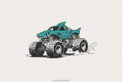 Monster Truck PNG, Unique Truck Art, Sublimation Design, Trendy PNG, D