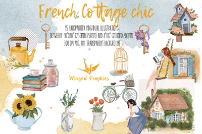 French Cottage Chic Watercolor set