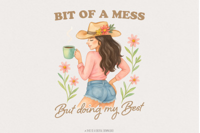 Bit Of A Mess But Doing My Best PNG, Anxiety Funny Design, Sublimation