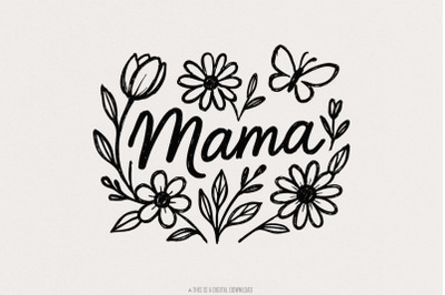 Floral Mama Coquette Bow PNG, Retro Mama Flower PNG, Mothers Day Subli