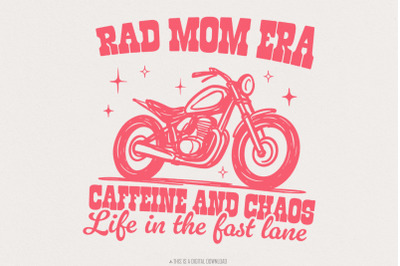 Rad Mom Era Png, Trendy Mom Shirt Png, Cool Mom Png, Caffeine and Chao