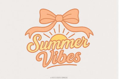 Retro Summer Vibes PNG&2C; Hello Summer PNG&2C; Vintage Summer PNG&2C; Preppy S