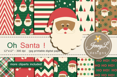 Santa Christmas Digital Papers & Clipart