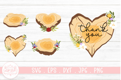 Wooden Slice With Flower Arrangement Clipart Design