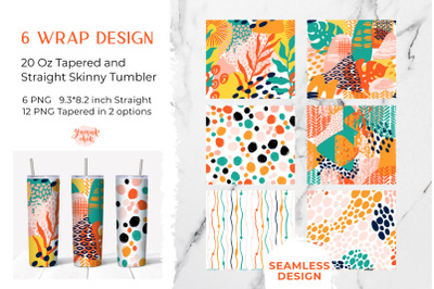 20oz Skinny Tumbler Sublimation Bright brush strokes png sub