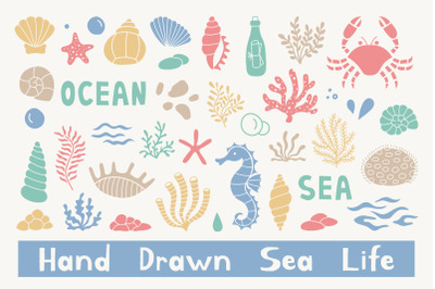 Hand Drawn Sea Life Summer PNG Clipart