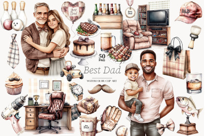 Fathers Day Clipart PNG | Bundle Dad And Baby Clip Art
