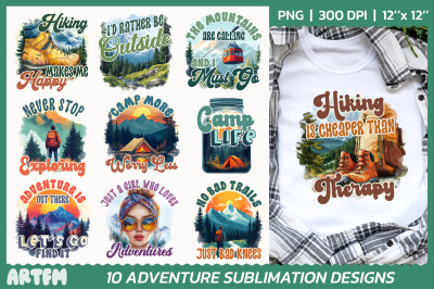 Adventure Sublimation Bundle | Camping, Hiking, Mountain PNG