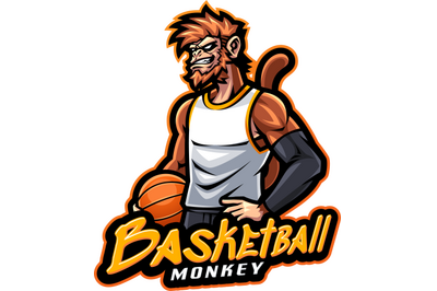 Basketball monkey esport mascot logo design