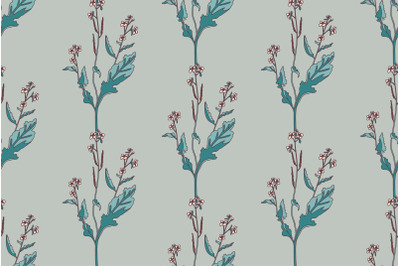 Botanical floral seamless pattern with wildflowers bouquet vector illu