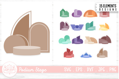 Podium Stage Clipart Illustration Bundle