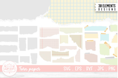 Torn paper pieces illustration. Ripped Paper Bundle