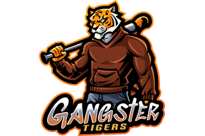 Gangster tiger esport mascot logo design