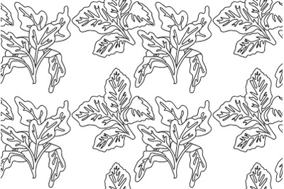 Line art floral seamless pattern with tropical leaves vector illustrat