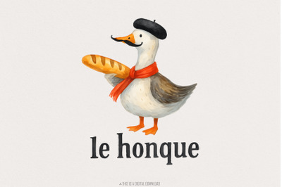 Le Honque French Goose Png, Funny Goose Png, Cute Bird Clipart, French