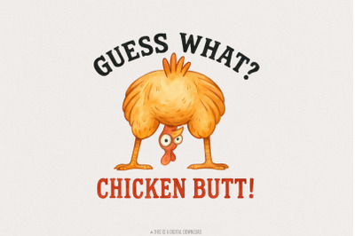 Funny Chicken Butt! PNG, Humorous Animal Art, Comical Chicken Design,